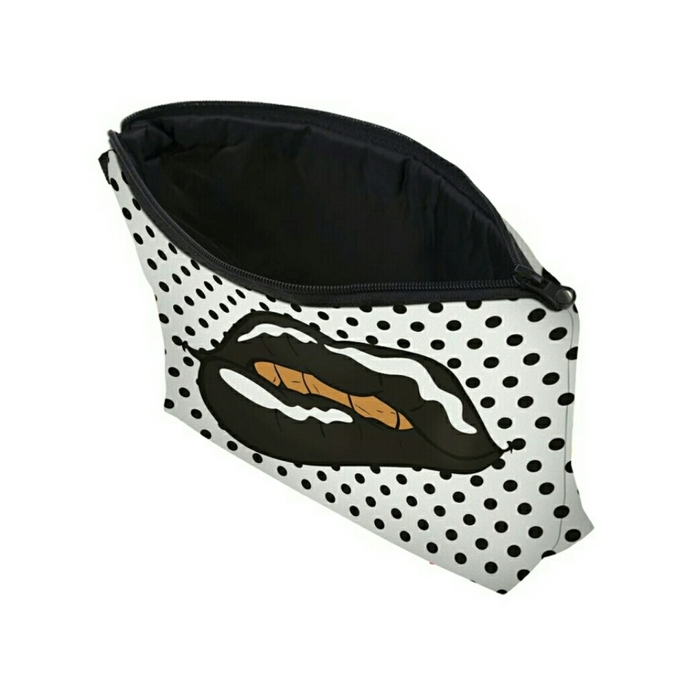 New Sexy Black Biting Lip Make-up Bag - Picture 2 of 3